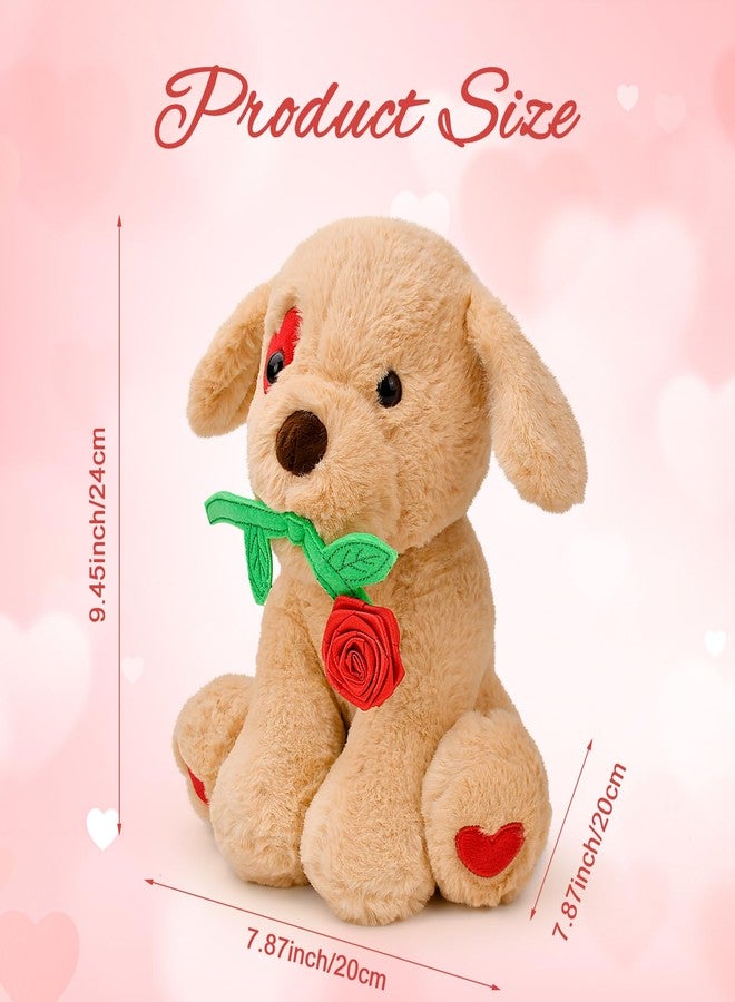 Donse Valentines Day Gifts for Her: 10 inch Funny Cute Plush Dog with Rose for Wife Fiancée Girlfriend Women Mom Kids Naughty Valentine's Stuffed Animals Romantic Gifts for Birthday Wedding Anniversary Xmas - Image 4